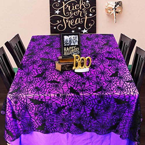 OurWarm Halloween Tablecloth Black Spider Web Design 60x84 Inch