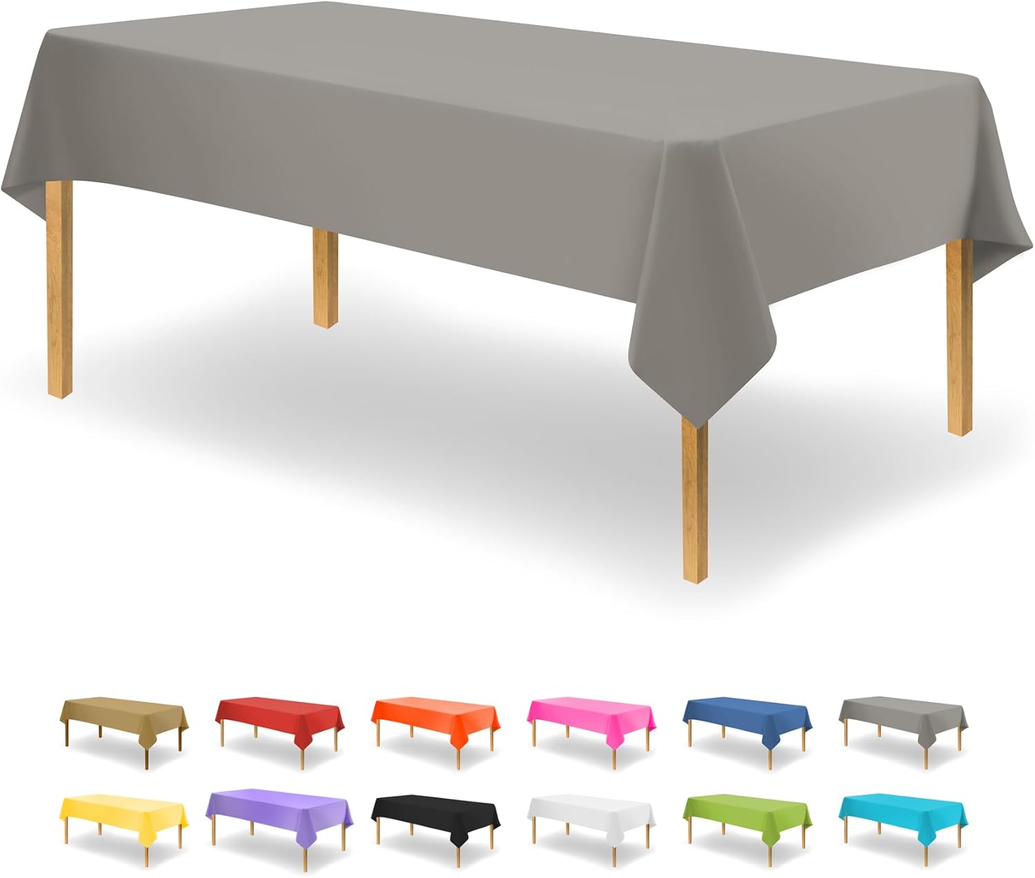 Silver Disposable Plastic Tablecloth 12-Pack