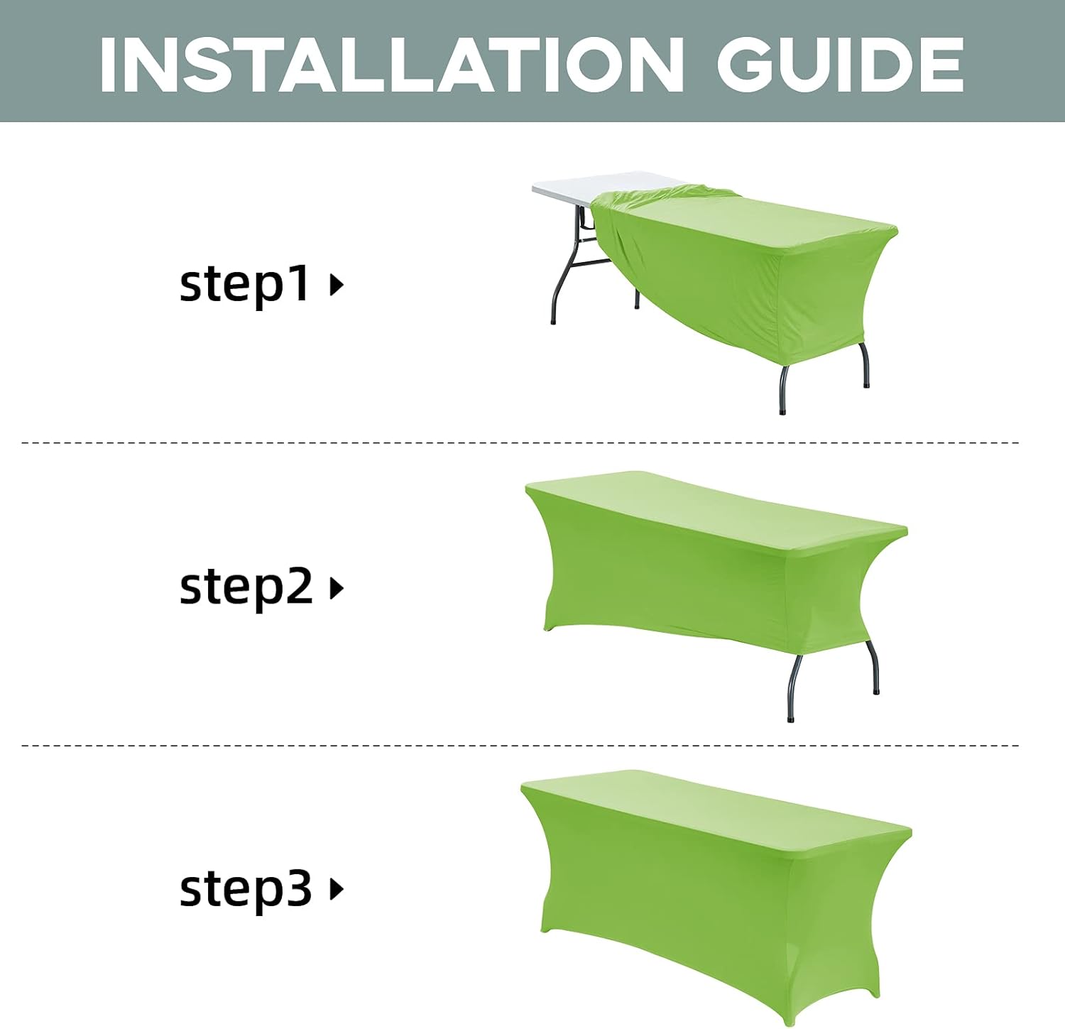 CWK 6FT Waterproof Stretch Spandex Table Cover - Light Green