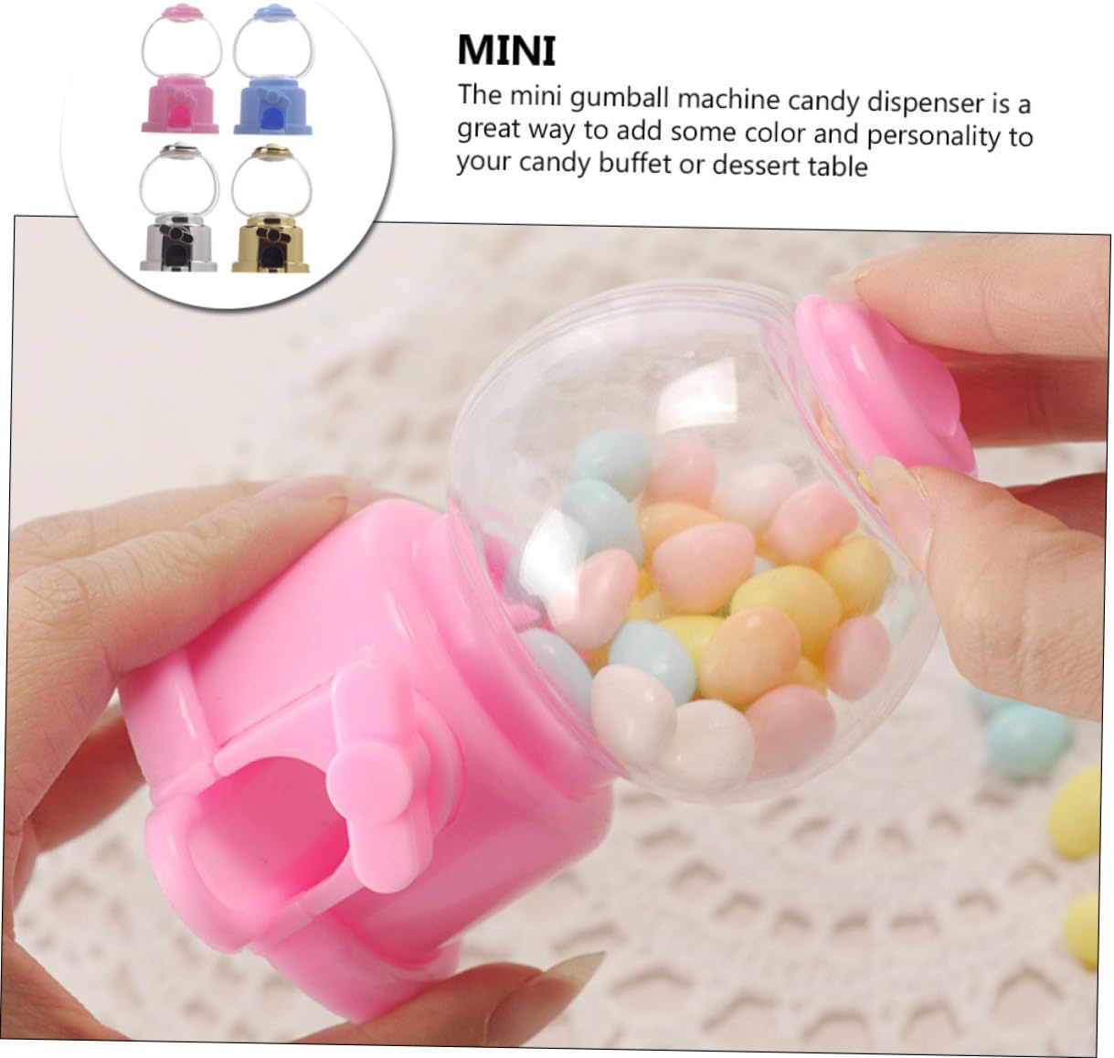 16pcs Manual Gumball Machine Toy Plastic Candy Dispenser for Parties and Fundraising Events