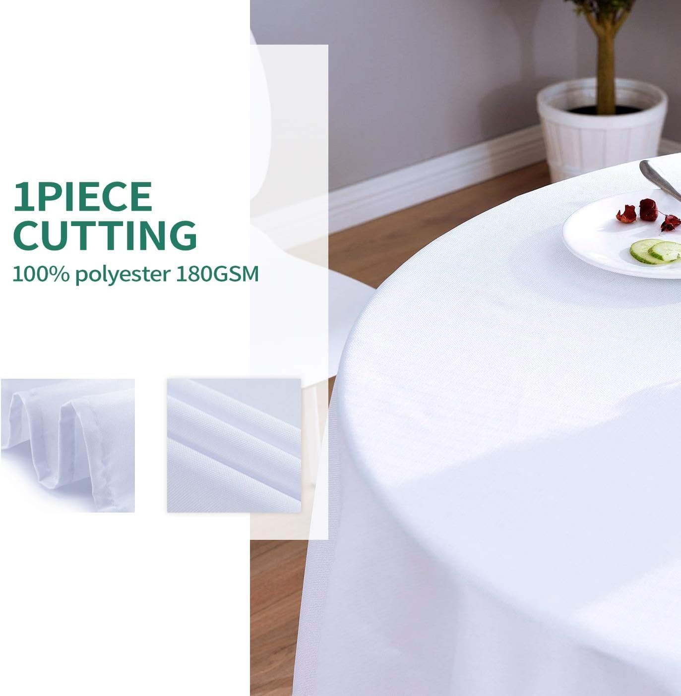 Surmente 5 Pack White 120 Inch Round Tablecloth