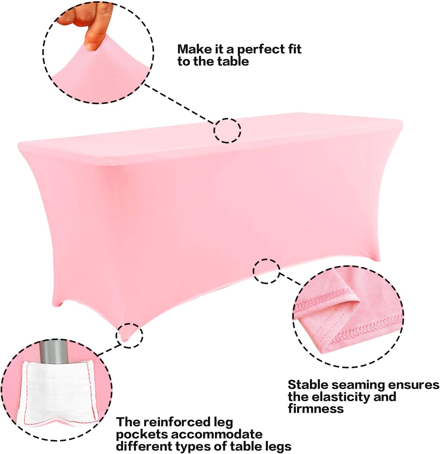 IVAPUPU 2 Pack 6FT Stretch Table Cloth for Events