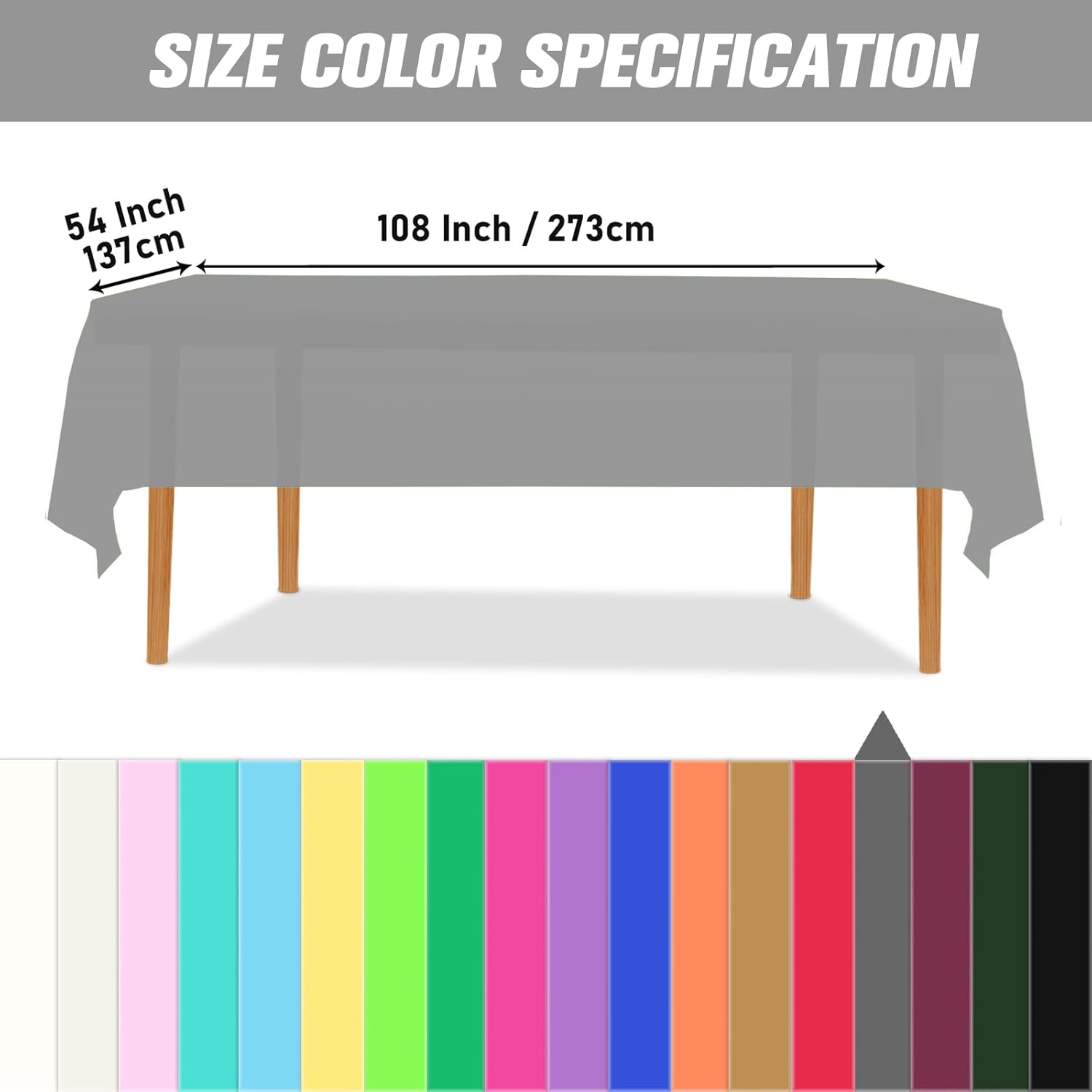 Kesfey Premium 3 Pack Silver Plastic Tablecloths