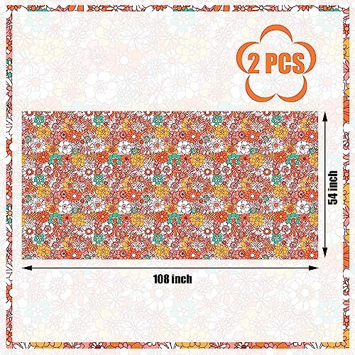 Augisteen Groovy Daisy Tablecloth Set 54x108 Inch Waterproof