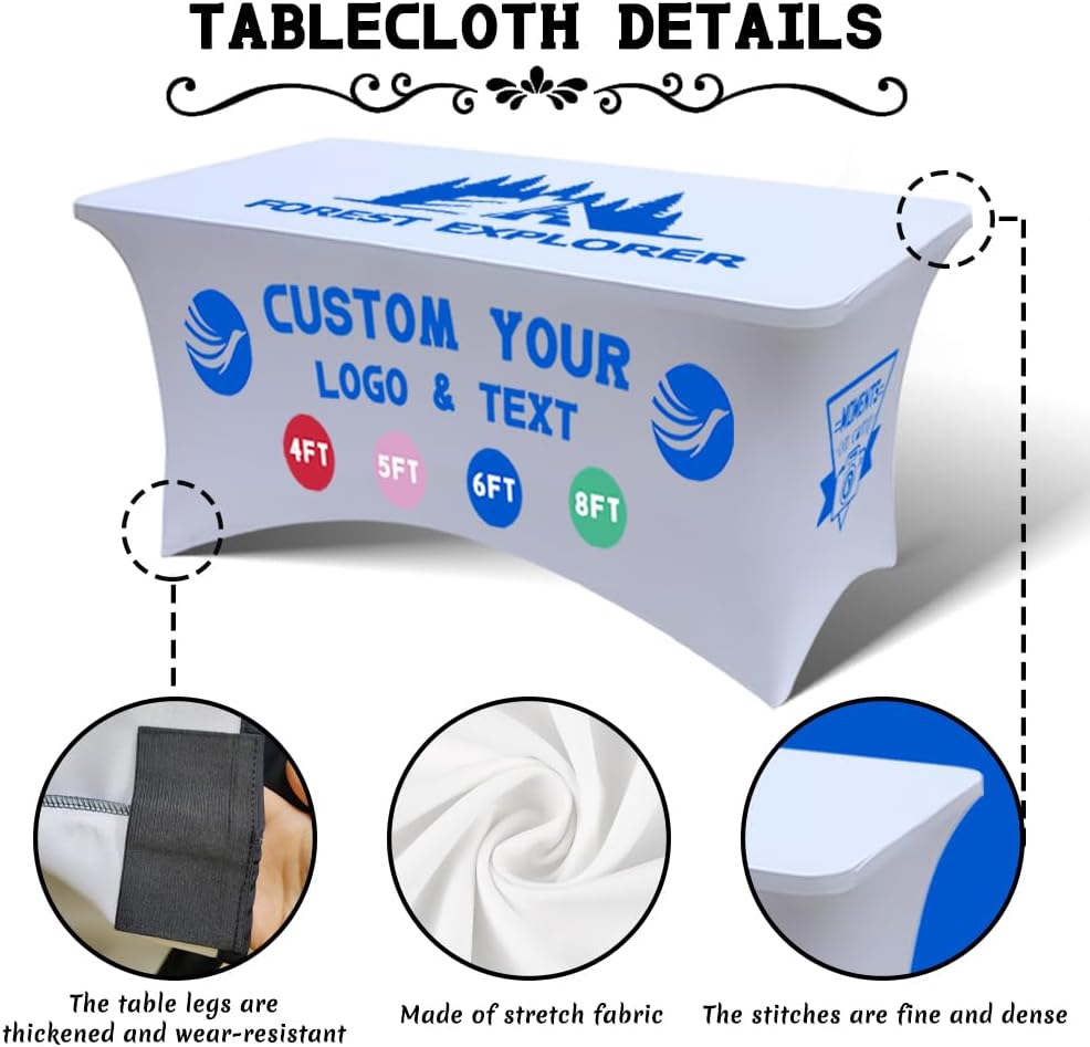 Customized Table Cloth with Logo 4FT Spandex Open Back