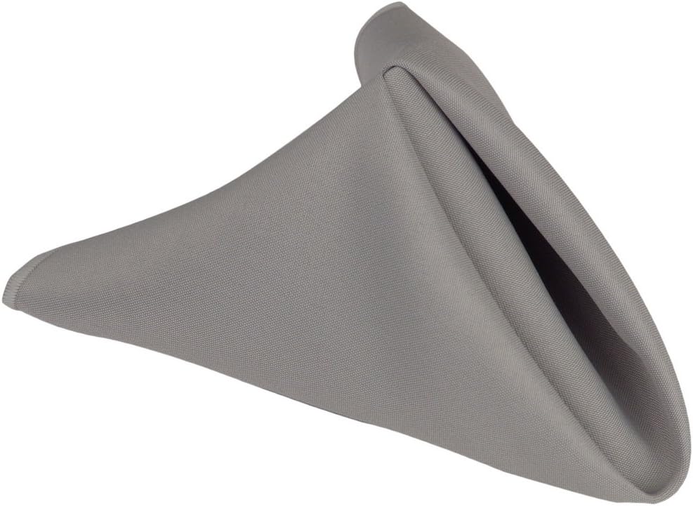 LTC LINENS Silver Grey Cloth Napkins Set of 12 17x17 Inch Dinner Napkins