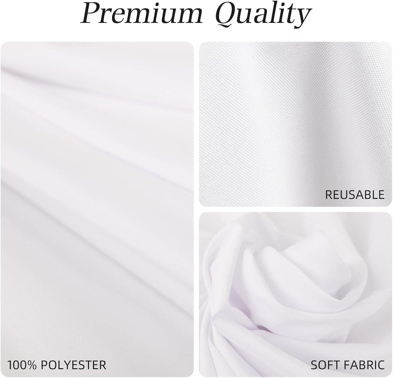 Wigenius 2 Pack White Polyester Tablecloths for 6ft Tables 60x102 Inch