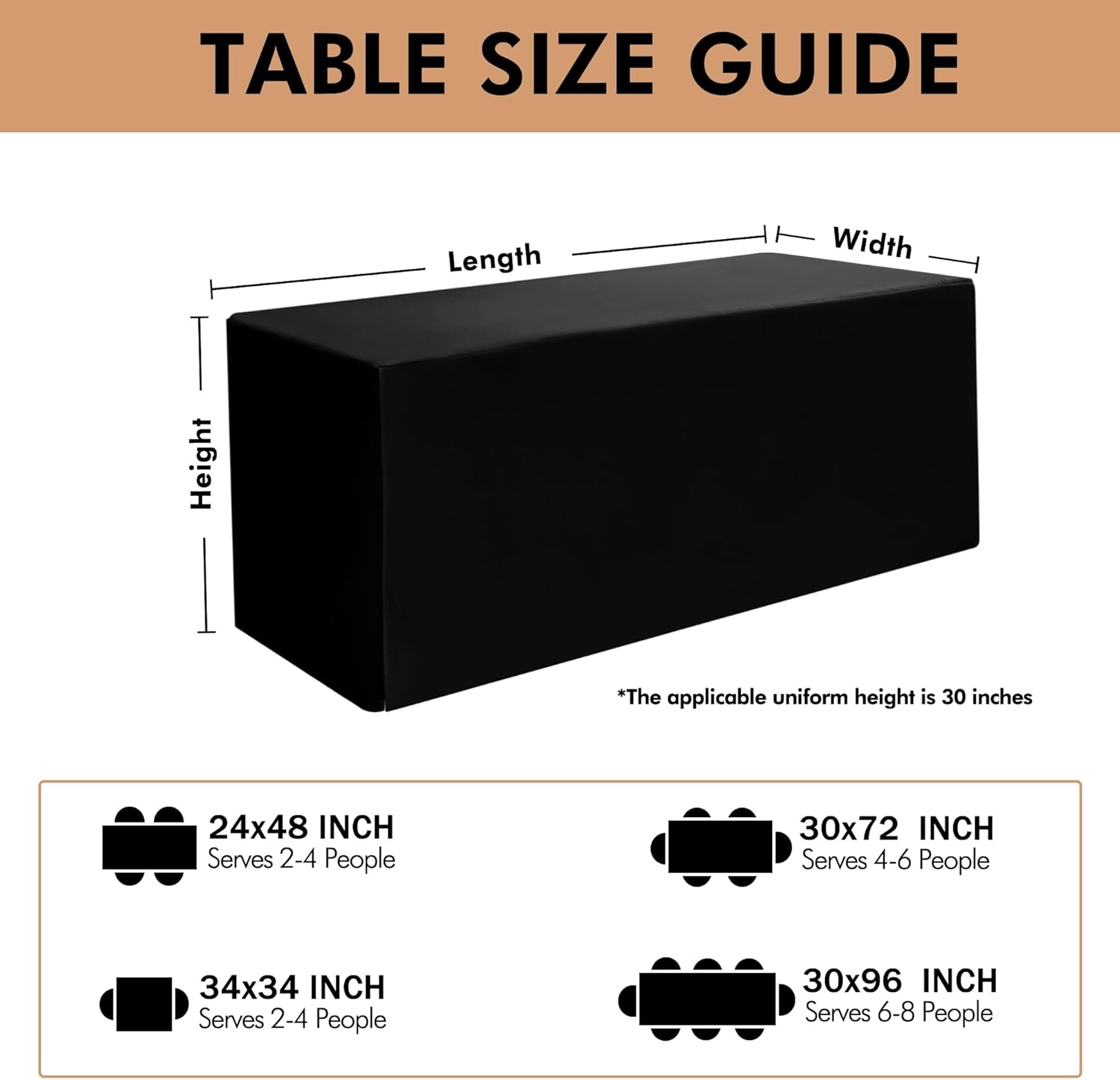 HolidayIdeas Fitted Table Covers 2 Pack Black
