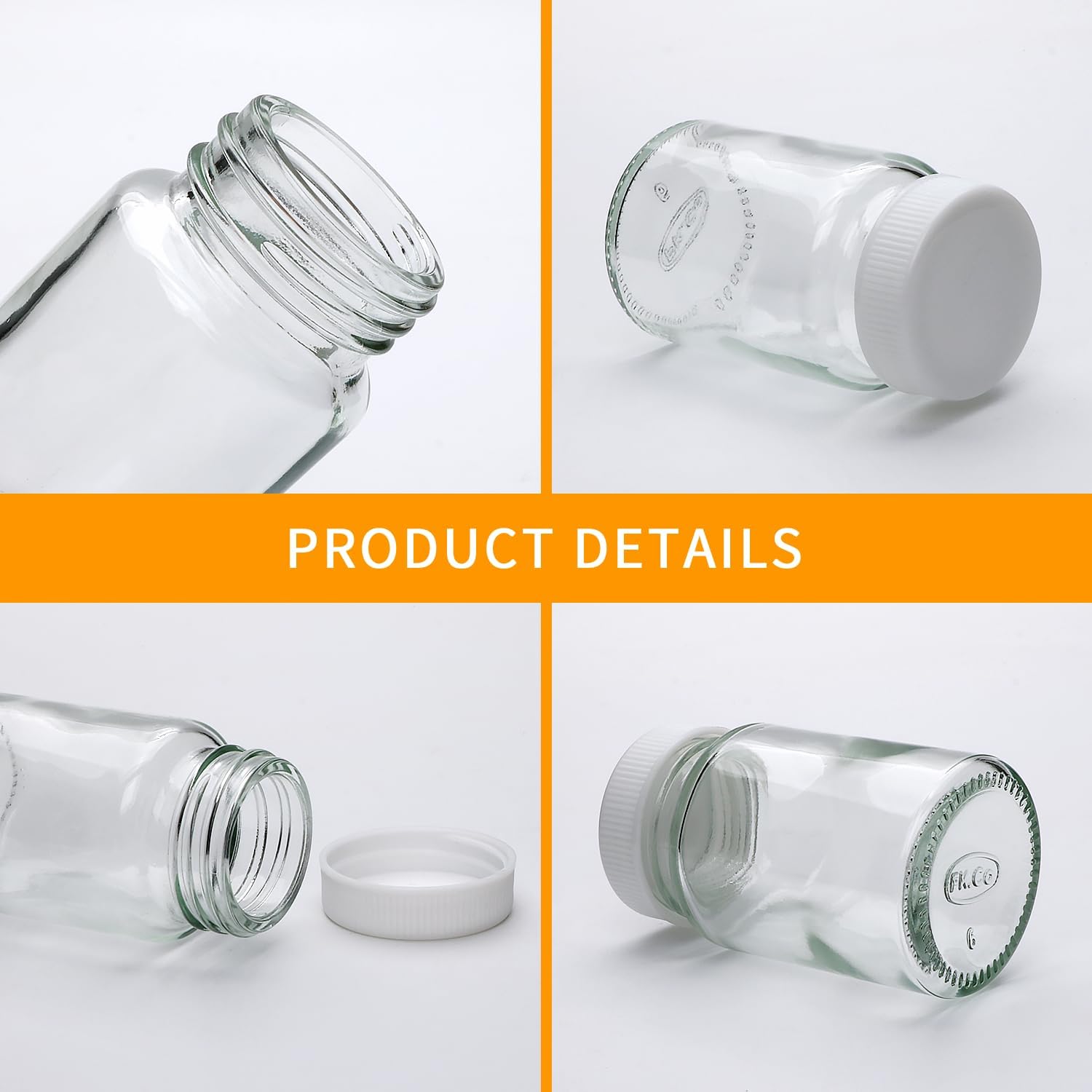 48 Pack 2 Oz Juice Shot Bottles with Caps Glass Mini Jars