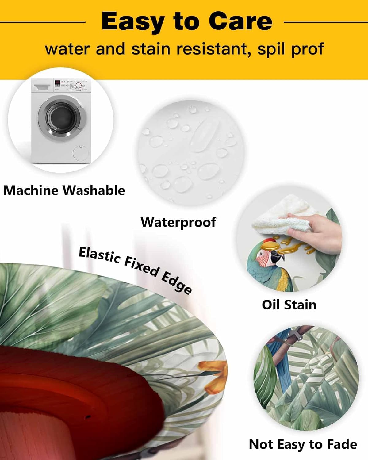 ZOE GARDEN Tropical Palm Round Waterproof Table Cover