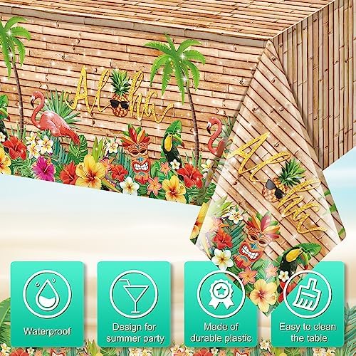 3Pcs Hawaiian Luau Tablecloth Tiki Party Decorations 108x54 Inch