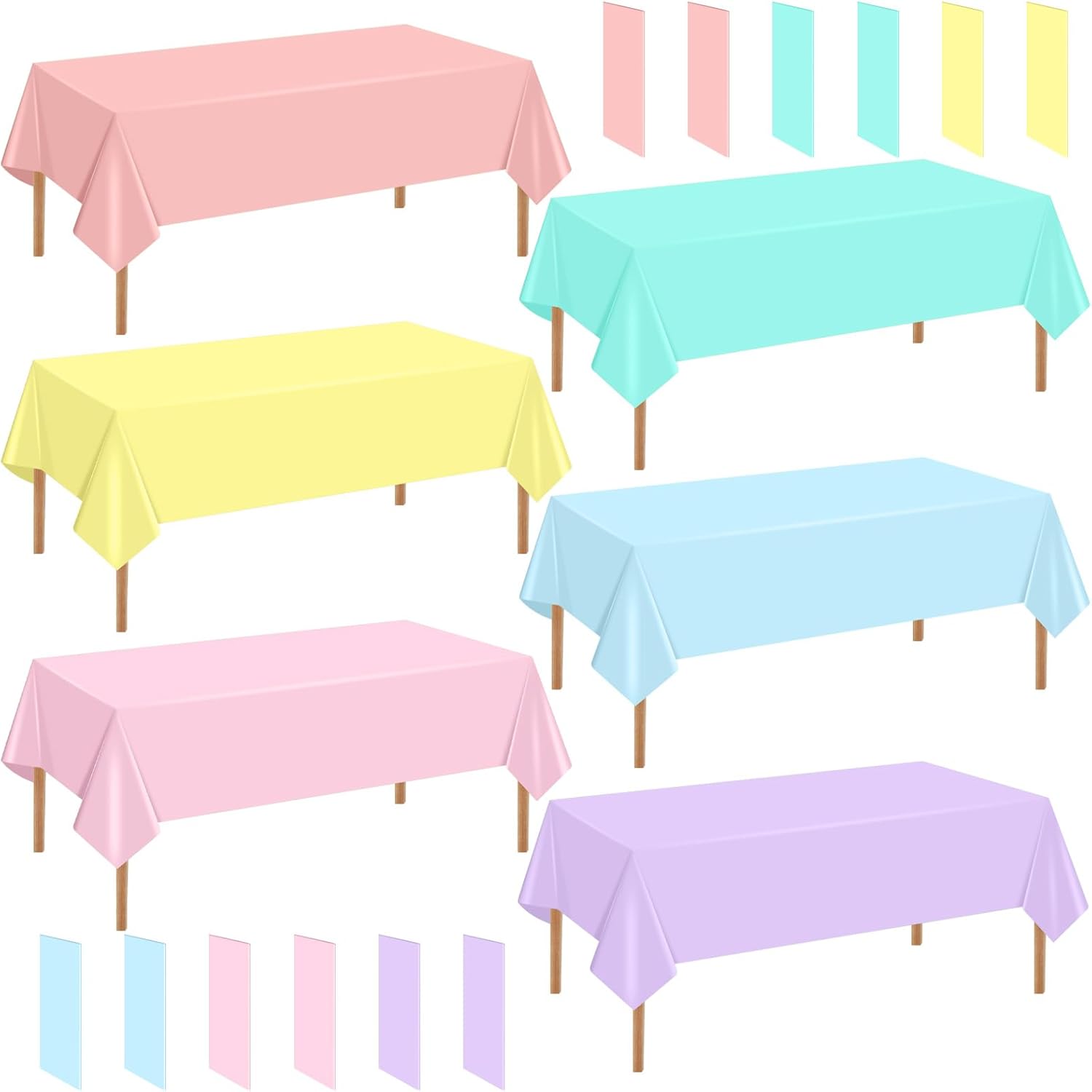 12 Pack Pastel Rainbow Tablecloths for Parties