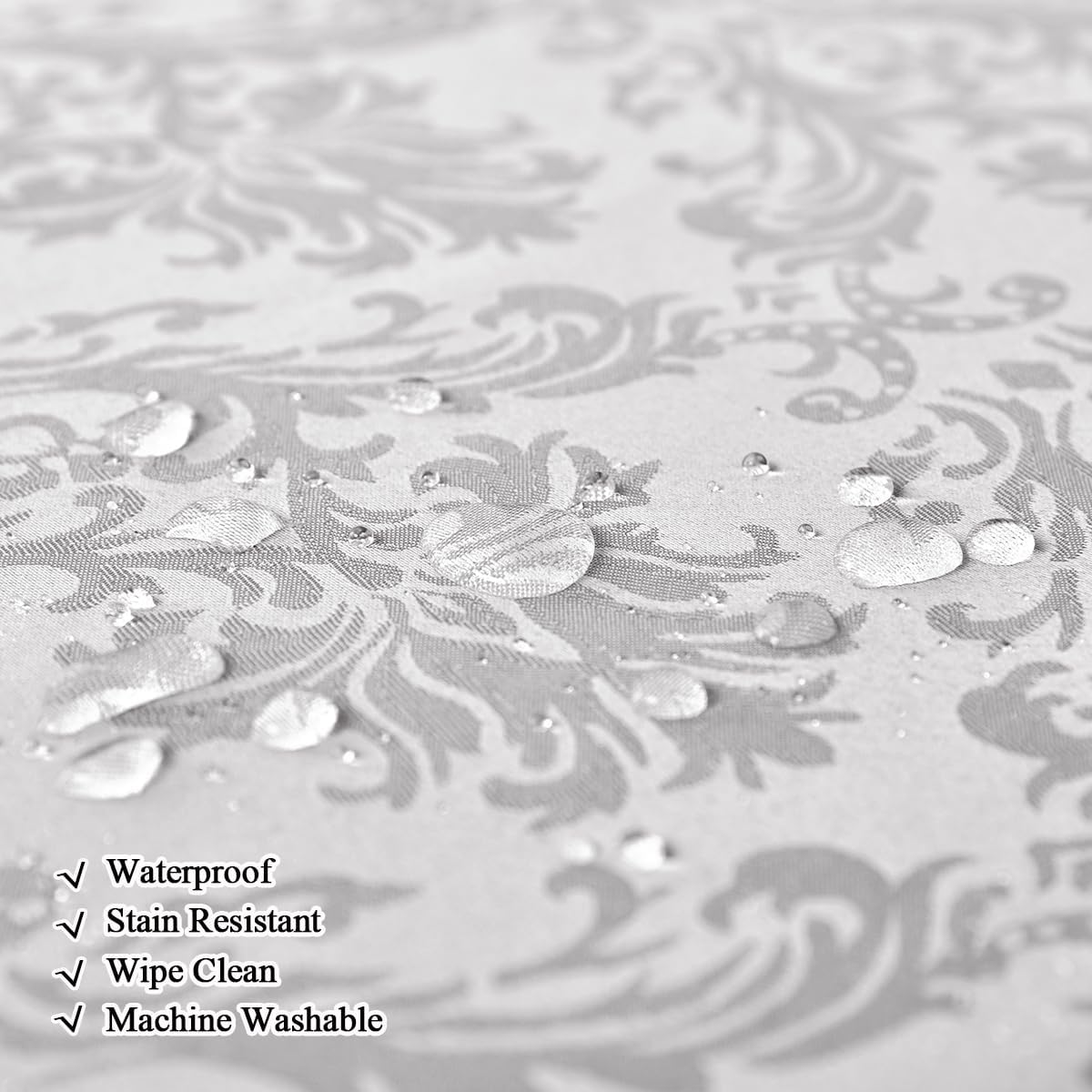 Rectangle Tablecloth with Flower Jacquard Pattern 52x70 Inch Grey