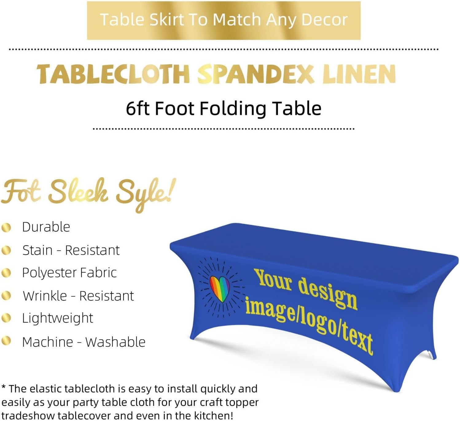 Custom Spandex Tablecloth with Logo 6FT Rectangular