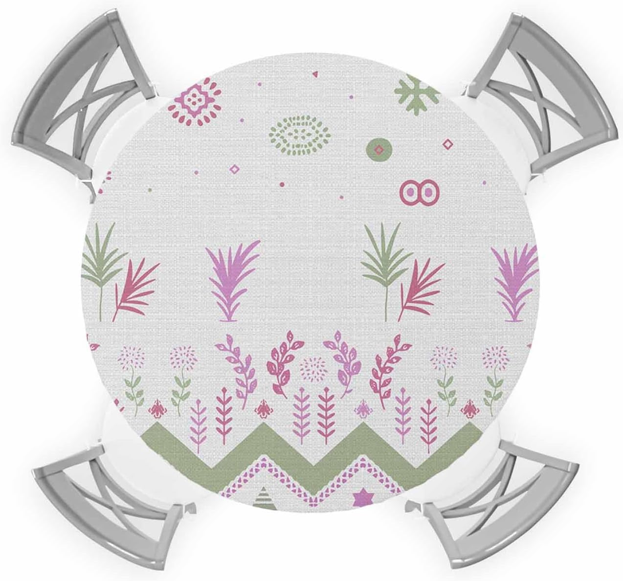 ZOE GARDEN Botanical Boho Round Waterproof Table Cover