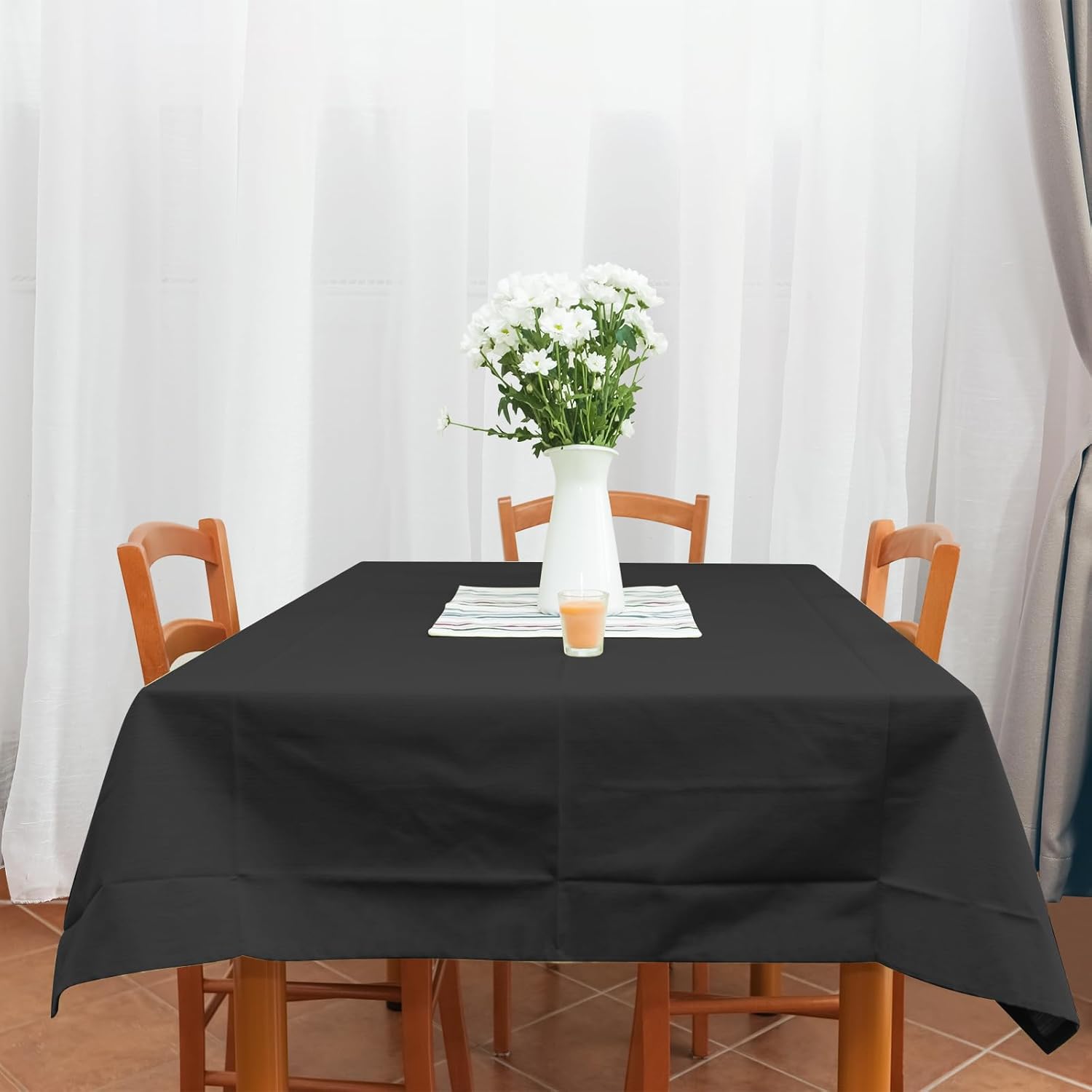 54 Inch X 100 Feet Black Tablecloth Roll with Slide Cutter