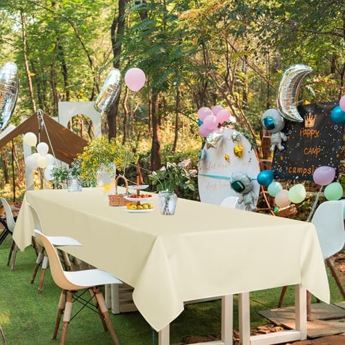 Sancua 6 Pack Rectangle Tablecloths for 4ft Tables 60x84 Inch Beige Washable Table Cover