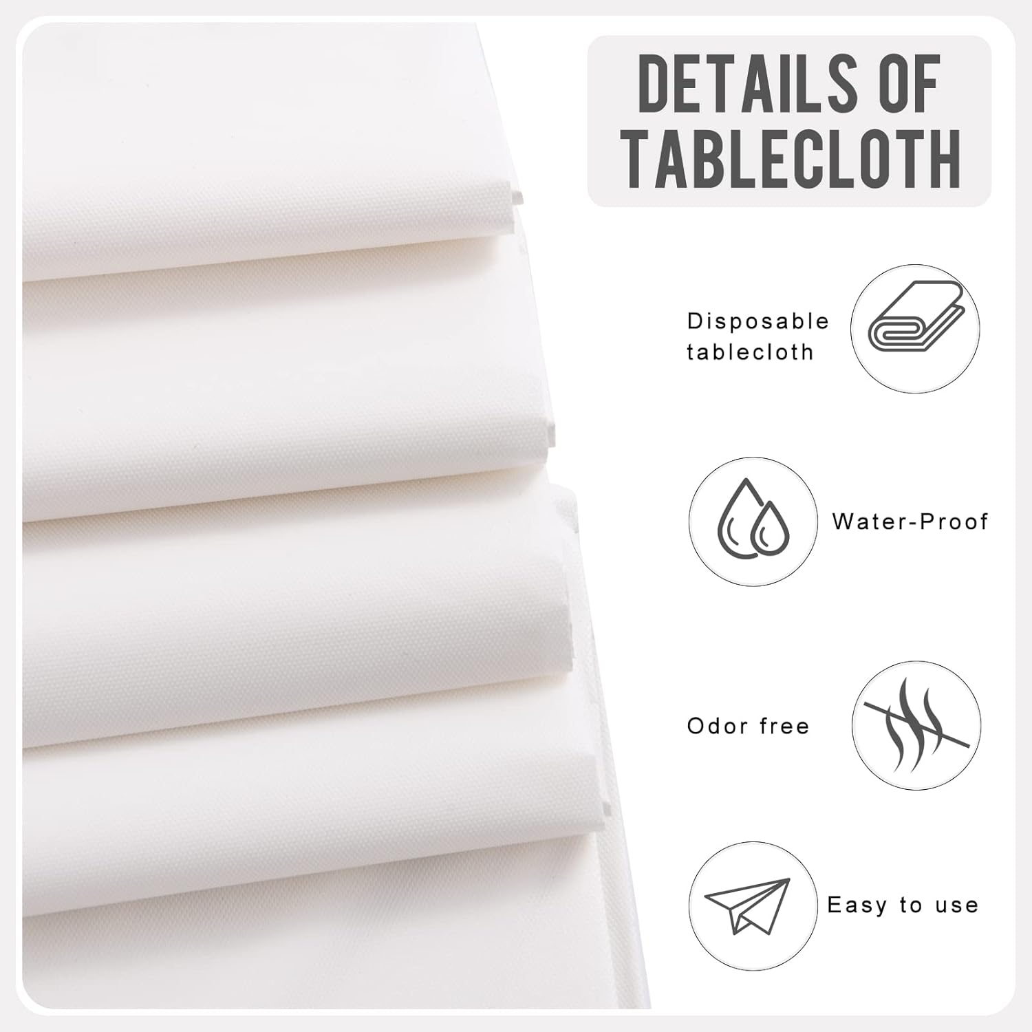 Eleclassi White 6 Pack Round Disposable Tablecloths - 84 Inch