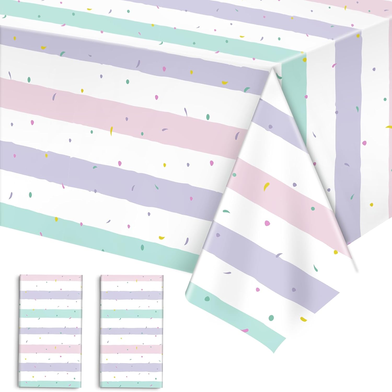 2 Pack Ice Cream Tablecloth Party Decorations 54 x 108 Inch