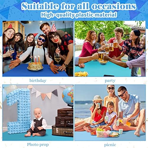 Frienda 12 Pcs Assorted Color Plastic Tablecloth for Parties