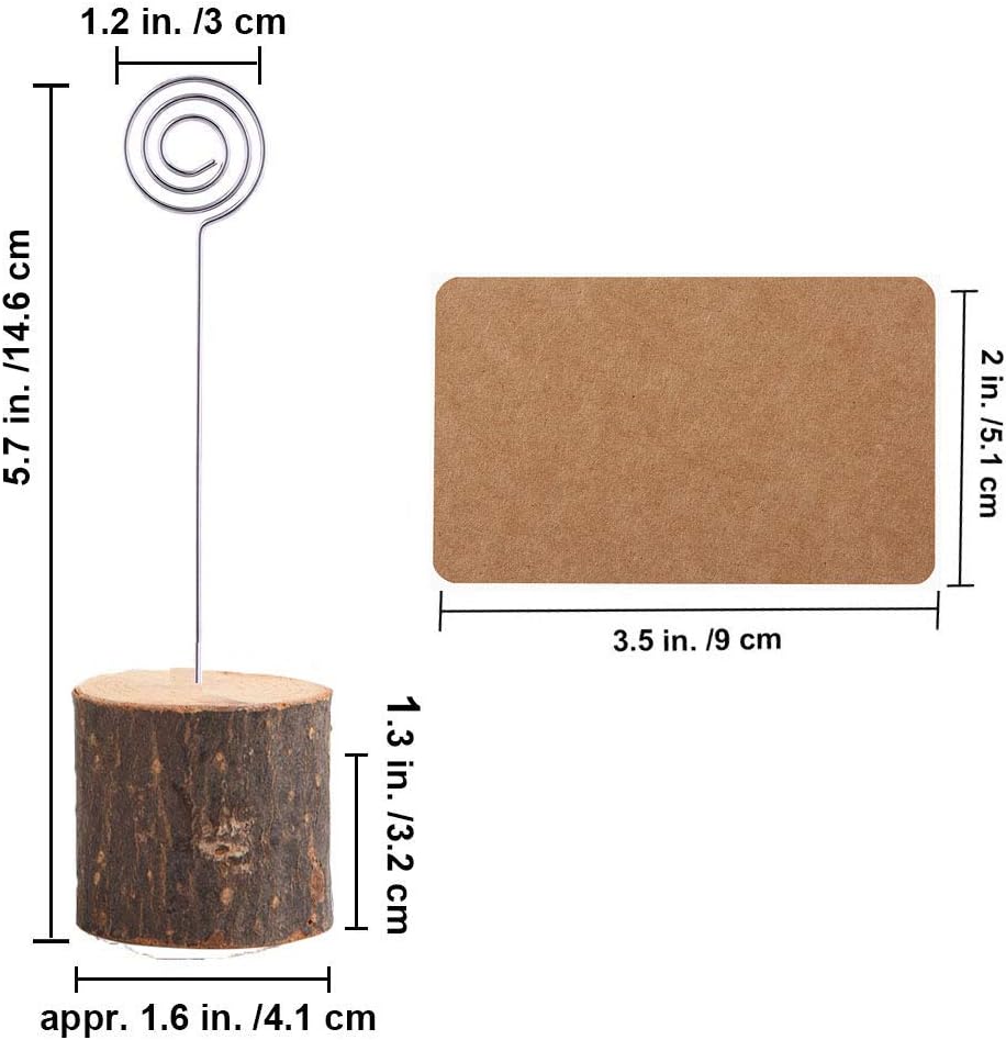 10Pcs Premium Wood Place Card Holders with 20Pcs Kraft Place Cards