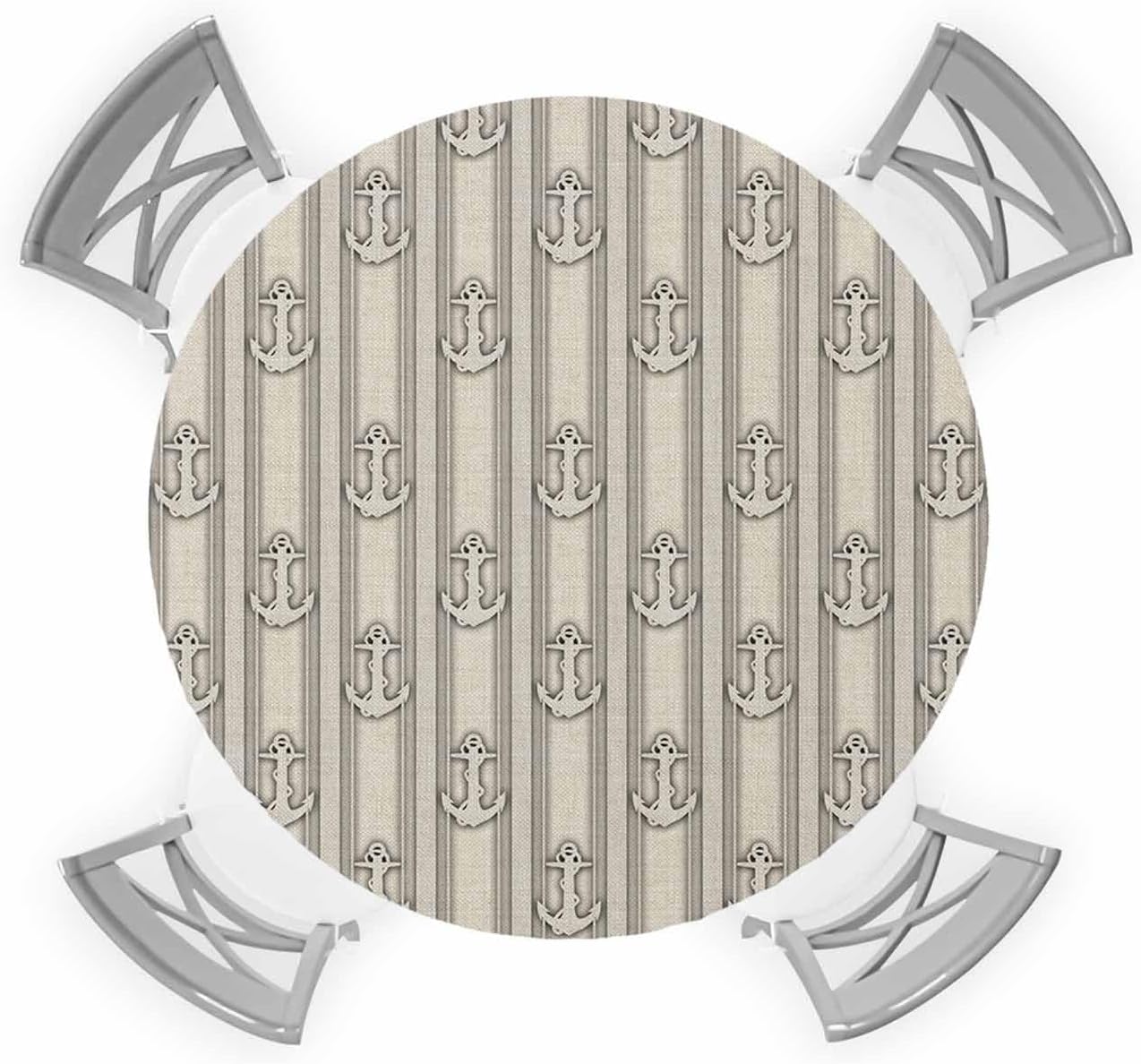ZOE GARDEN Waterproof Round Tablecloth with Elastic Fit 36-44 Inch