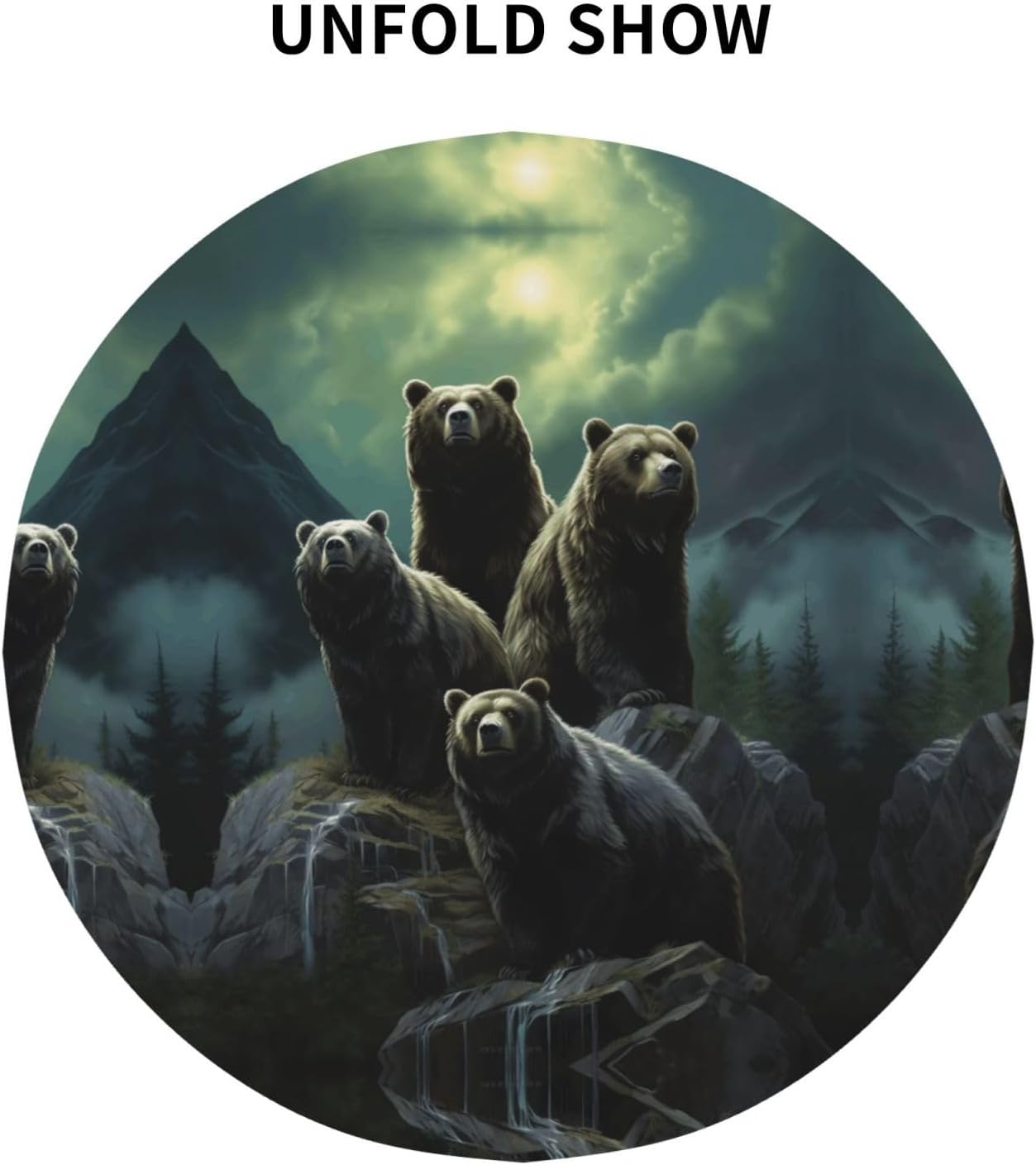 60 Inch Round Black Bear Tablecloth for Holiday Parties