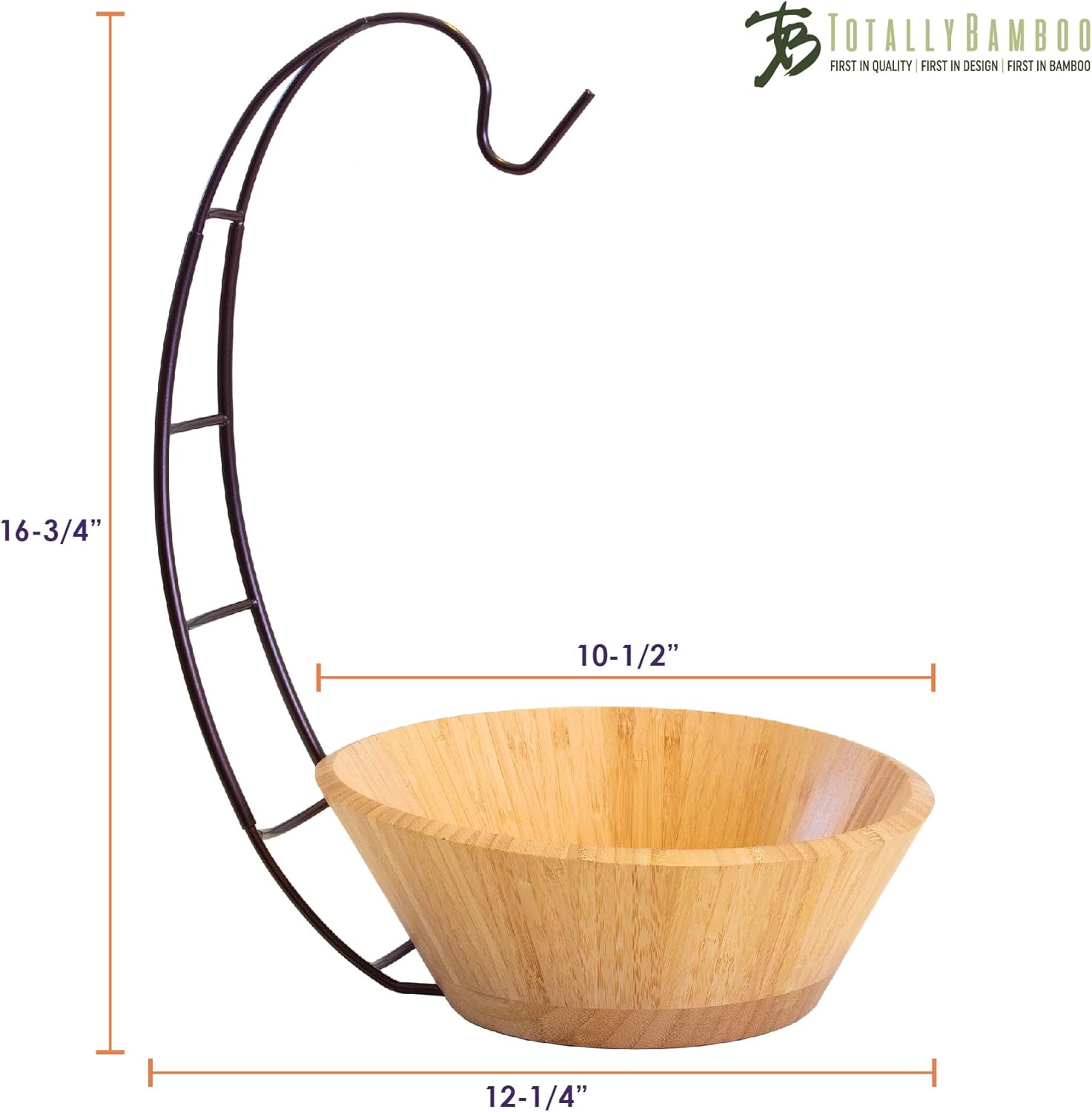 Totally Bamboo Fruit Basket Bowl with Banana Holder Hook
