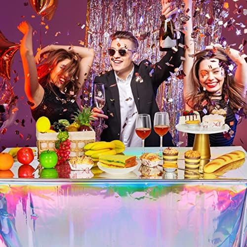 6 Pack Iridescent Laser Tablecloths for Parties
