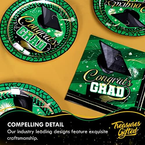 Treasures Gifted Green Graduation Tablecloths - 3 Pack 54 x 108 Inches