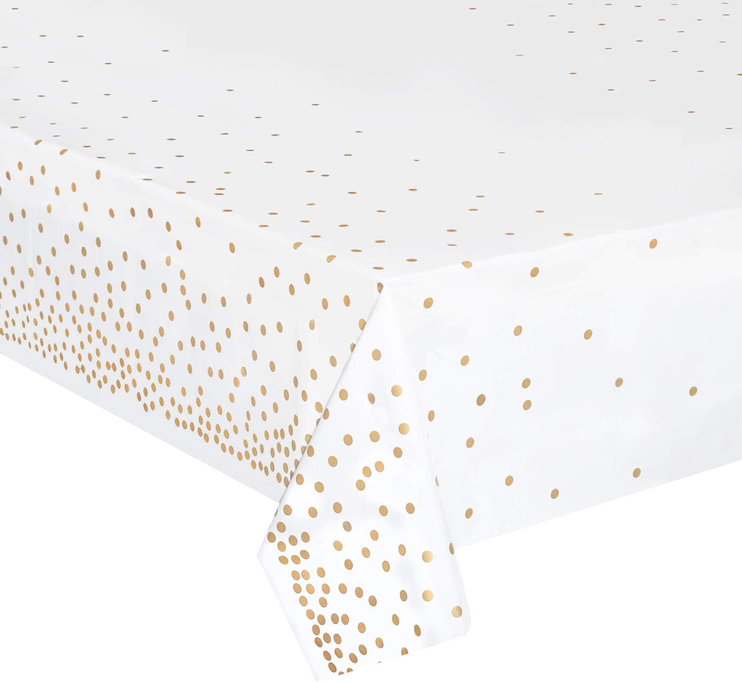 4 Pack Plastic Tablecloths with Gold Dot Design