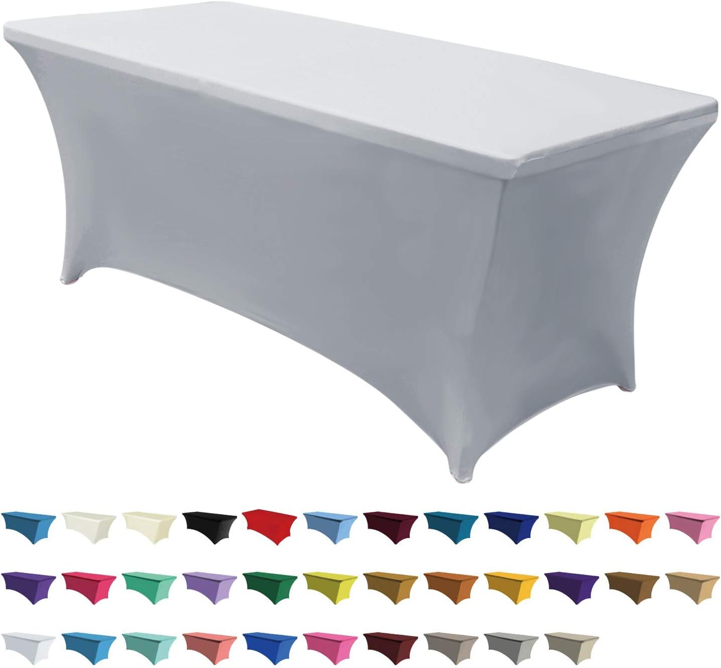 ABCCANOPY 6 Ft Grey Spandex Table Cover Stretch Fit Wrinkle Resistant