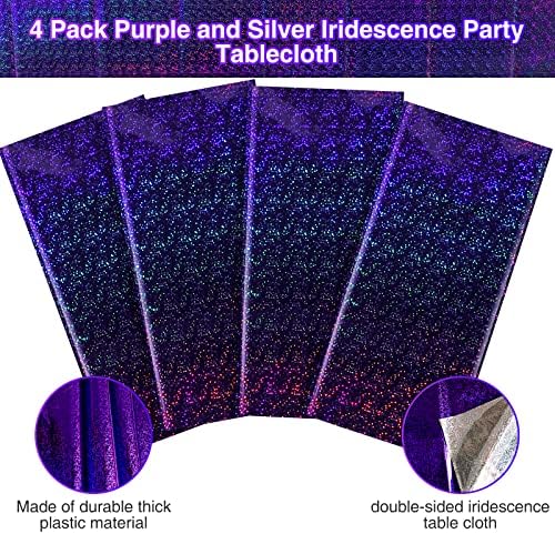 FunnyPars 4 Pack Iridescent Holographic Tablecloths