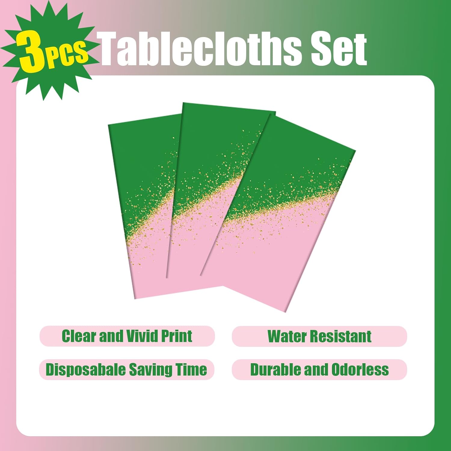 3 Pcs Witch Princess Themed Tablecloths 108 x 54 Inch