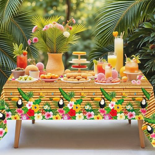 4 Pack Hawaiian Luau Tablecloths 54 x 108 Inches