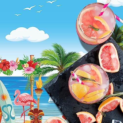 3 Pack Summer Beach Plastic Tablecloths with Hawaiian Design