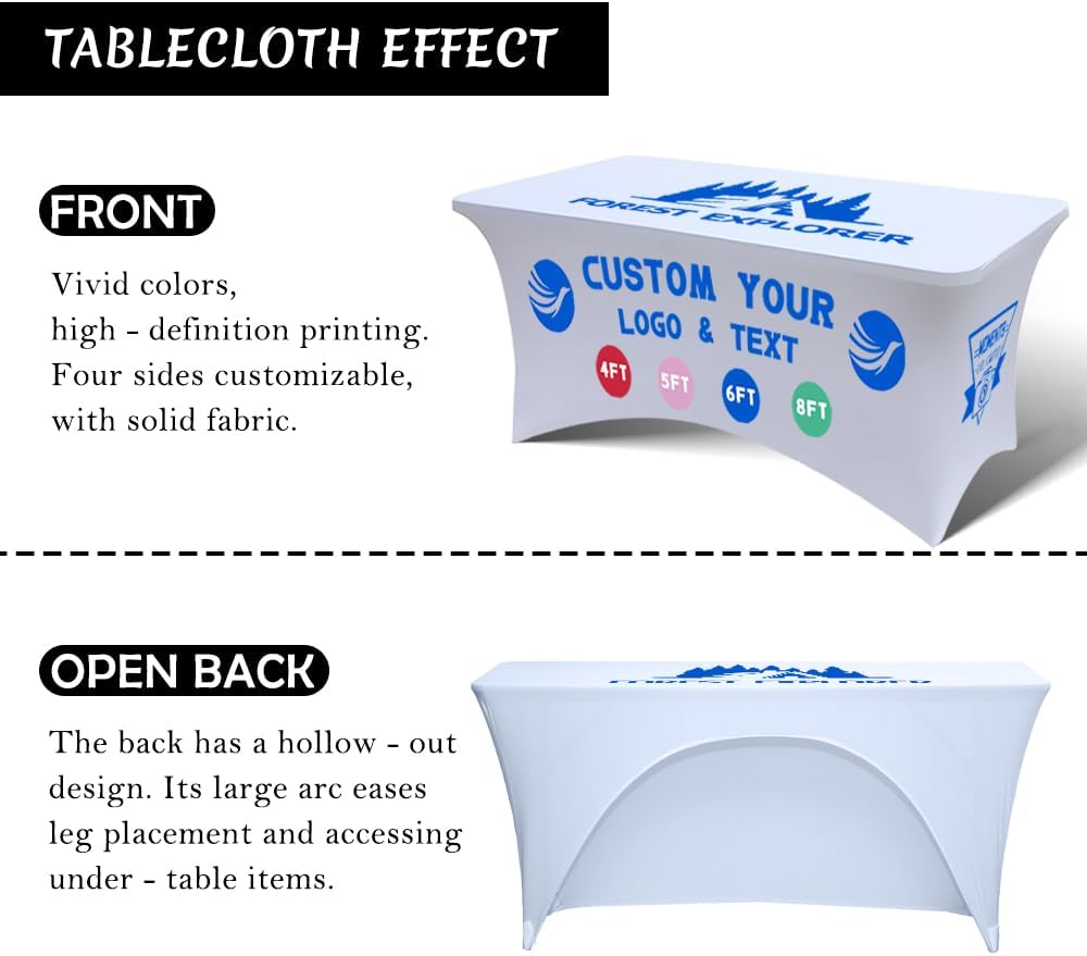 Customized Table Cloth with Logo 4FT Spandex Open Back