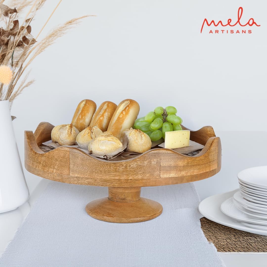 Mela Artisans Wooden Multipurpose Pedestal Bowl 12x4