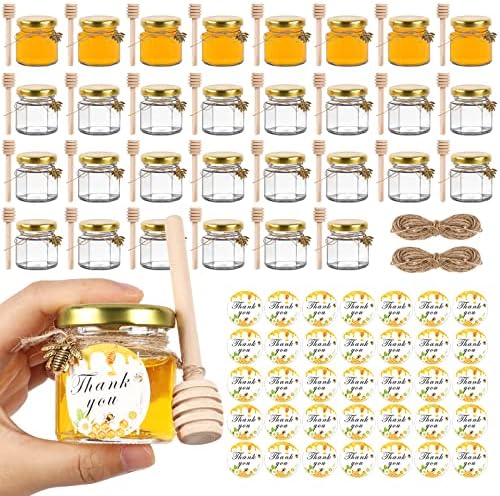 AuroTrends Mini Honey Jars 15oz Glass 30Pack with Dippers