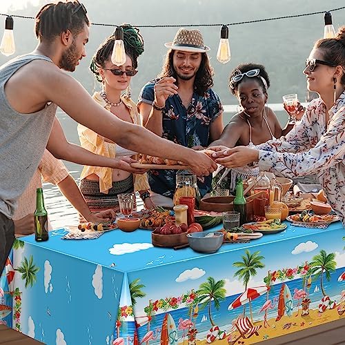 3 Pack Summer Beach Plastic Tablecloths with Hawaiian Design