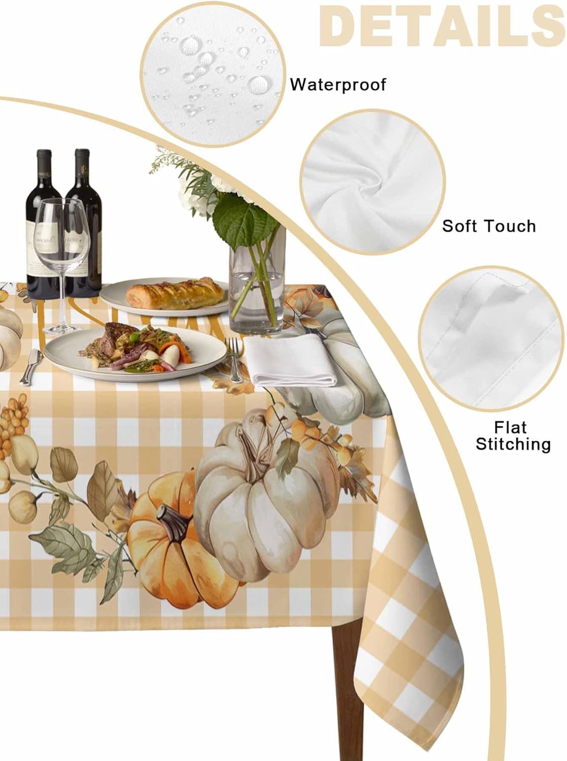 IDOWMAT Rectangle Table Cloth 60x102 Inch Waterproof Oil Proof for Thanksgiving and Fall Parties