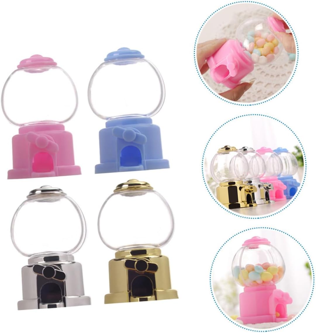 GLEAVI 4pcs Small Candy Dispenser Gumball Machine Toy for Parties