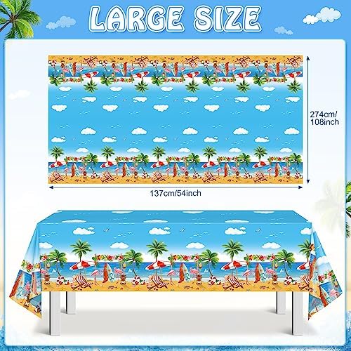 3 Pack Summer Beach Plastic Tablecloths with Hawaiian Design