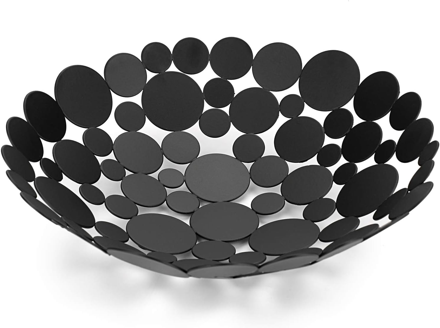 OwnMy Black Round Metal Fruit Bowl Basket