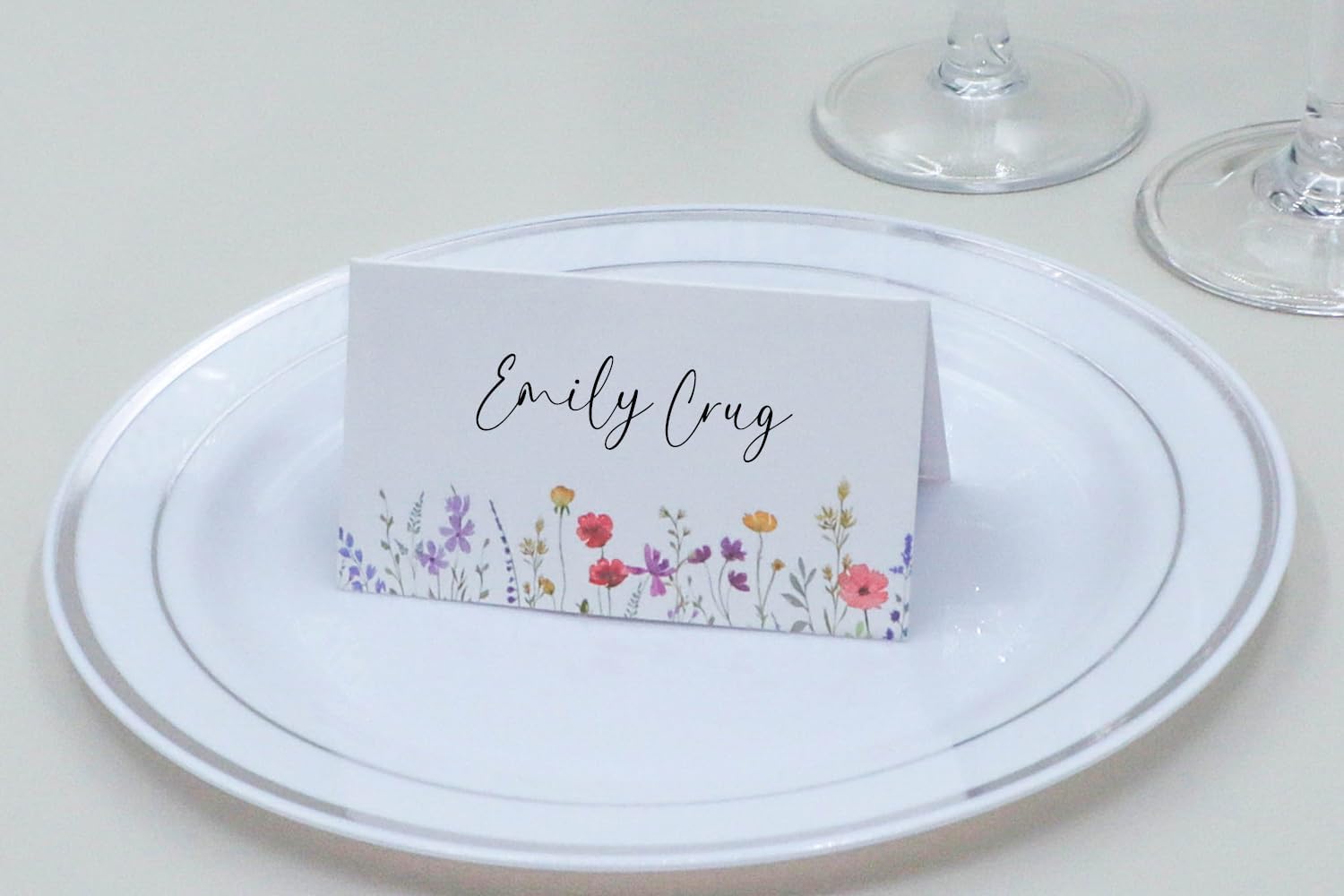 Wildflower Place Cards for Wedding Seating Set of 50