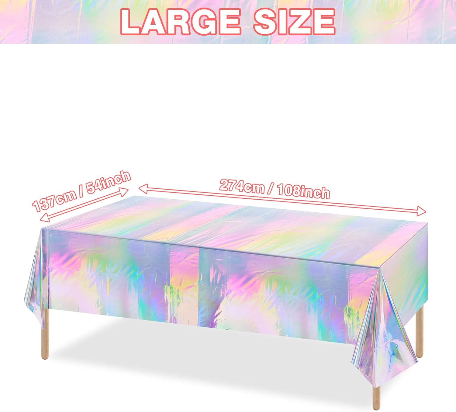 6 Pack Iridescent Laser Tablecloths for Parties