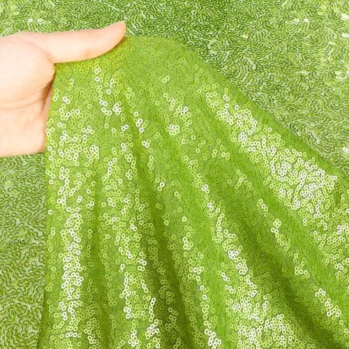 ShinyBeauty Sequin Tablecloth Olive Green 60x102 Inch Rectangle Sparkly Fabric Tablecloths for Wedding Party