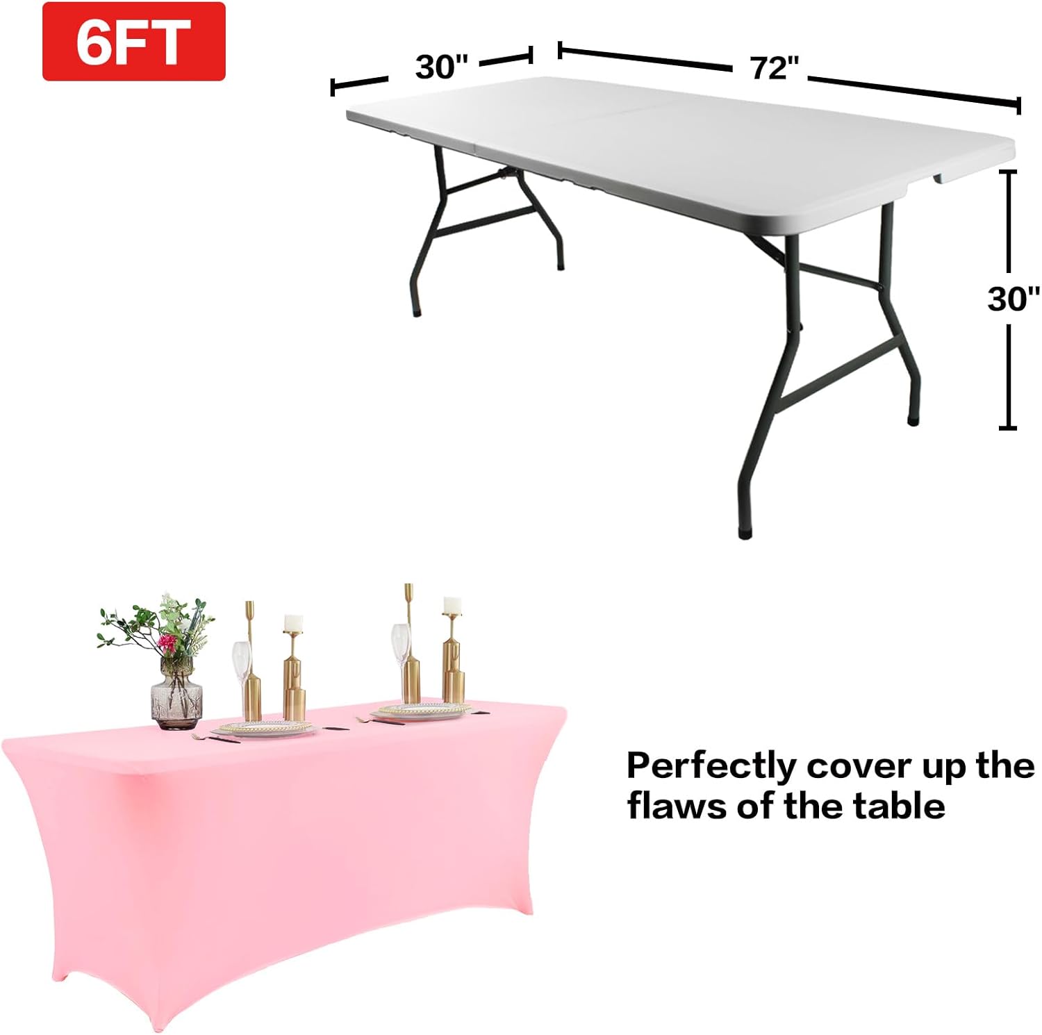 IVAPUPU 2 Pack 6FT Stretch Table Cloth for Events