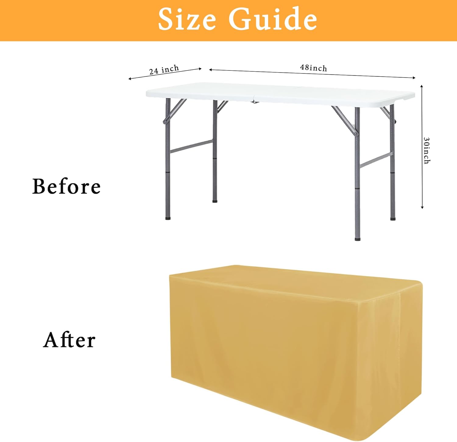 Obstal 2 Pack Tablecloths for 4 Foot Rectangular Tables - Water Resistant Gold