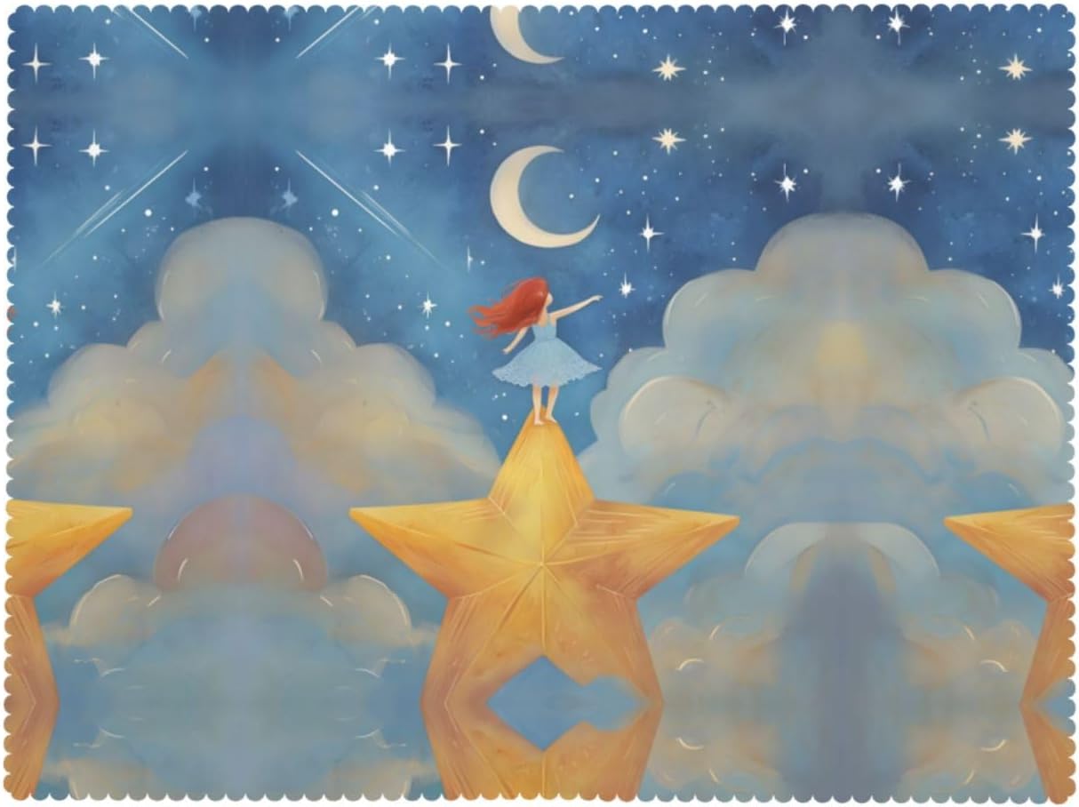 Girl Under The Stars Anti-Grease Waterproof Tablecloth